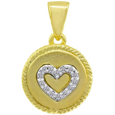 Chetan Collection 0.06 Carat T.W. Diamond Sterling Silver 925 with 18kt Gold Plating Designer Heart Pendant