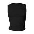 thumbnail image 5 of EliteGoogv Women Heart Cut Out Ruched Crop Tank Tops Tight Fitted Crewneck Asymmetrical Vest Clean Girls Fashion Womens Tee tops Black L, 5 of 9