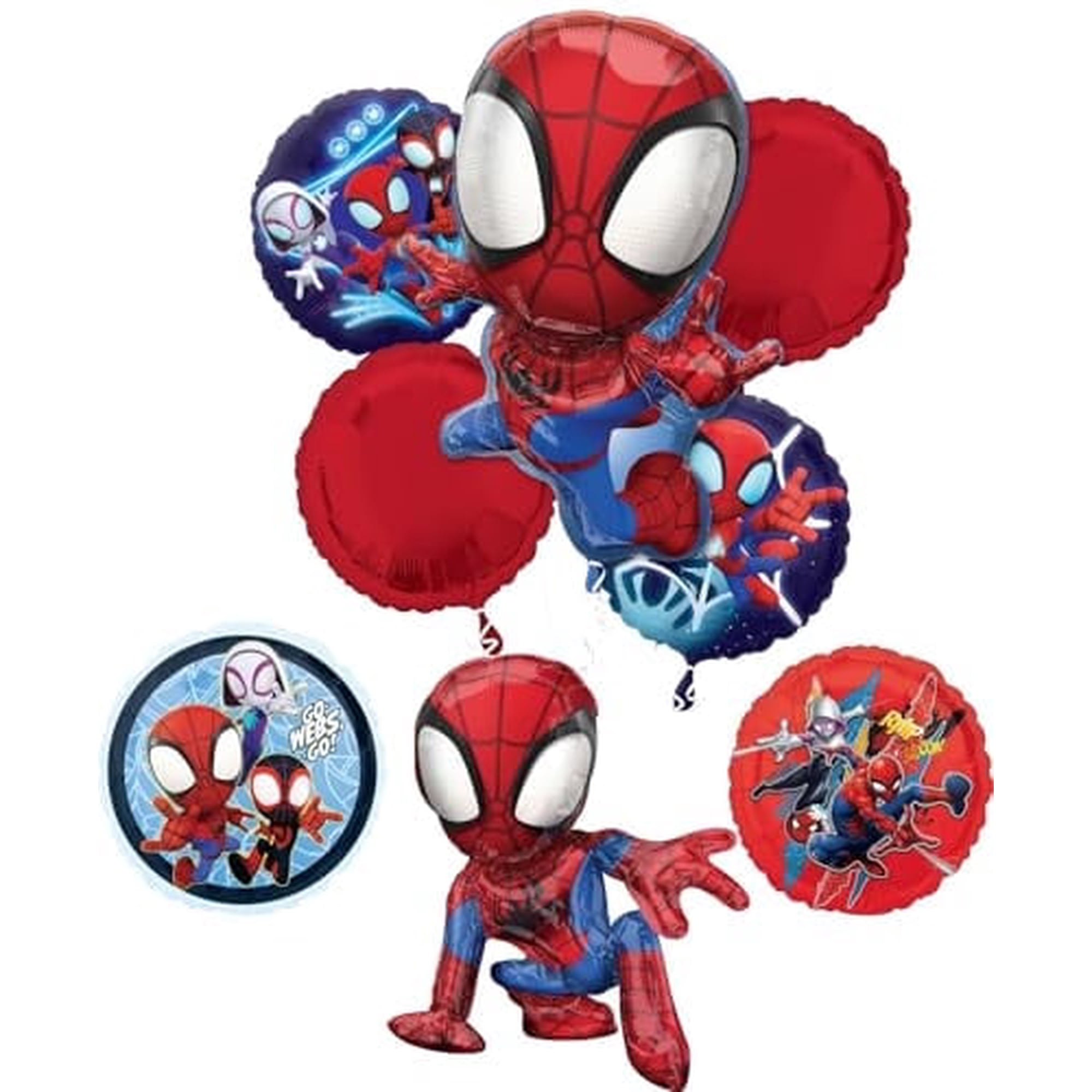 Spidey and Friends Birthday Party Supplies 8pc Foil Balloon Bouquet Decorations