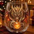 thumbnail image 4 of Gothic Stemless Wine Glass,Dragon Design Clear Glass Cup for Drinks Home Bar Party Decor,Unique Holiday Gift for Gothic Lovers, 4 of 6