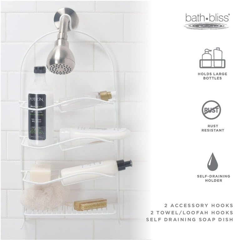Bath Bliss Grey Steel 3-Shelf Hanging Shower Caddy 4.69-in x 10.63-in x  22.05-in in the Bathtub & Shower Caddies department at