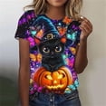 thumbnail image 2 of asdoklhq Plus Size Halloween Tshirt for Women Cotton Women's Halloween Printed Short Sleeved Round Neck Top/shirt Multicolor S, 2 of 5