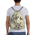 thumbnail image 2 of Kdxio Vintage Floral Print Drawstring Backpack Bag,Waterproof Draw String Back Sack, Gym Drawstring Bags Swim Bag For Unisex, 2 of 9