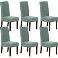 thumbnail image 1 of Juego de 4 fundas elásticas para sillas de comedor para comedor, fundas protectoras para sillas Parsons, fundas protectoras para sillas de comedor, tela jacquard texturizada a cuadros, color salvia natural, paquete de 6, 1 of 5