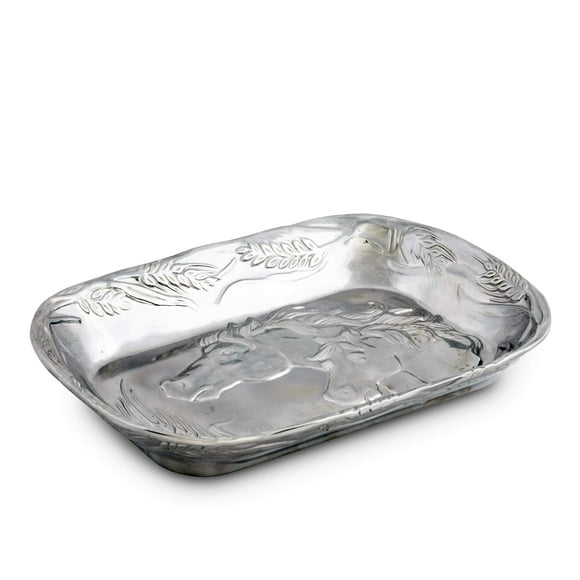 Arthur Court Aluminum Metal Horse Equestrian Food Service Tray, Desktop Storage Organizer, Catchall, Valet, Nightstand Or Dresser 9.5 Inch Long