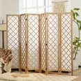 thumbnail image 4 of Jostyle 6 Panel Room Divider Privacy Screen - Foldable Partition with Natural Paulownia Wood Frame, Diamond Pattern Non-Woven Fabric for Living Room, Bedroom, Office Espresso & White, 4 of 11