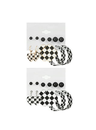 Black white earrings outlet