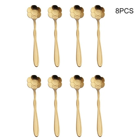 

Stainless Steel Tableware 8 Pack Creative Flower Coffee Spoon Dessert Spoon Sugar Spoon for Stirring Mixing Cafe or Bar