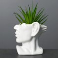 thumbnail image 4 of Maceta con cabeza de cerámica blanca, maceta suculenta, maceta decorativa pequeña para cactus con orificio de drenaje, detalles de decoración del hogar para estantes, 4 of 5