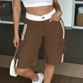 thumbnail image 6 of Bermuda Shorts for Women Cargo Shorts Knee Length Elastic Waist Long Shorts for Summer Casual with Pockets Brown XL, 6 of 6