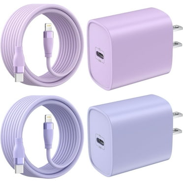 Bkayp iPhone 14 13 12 Fast Charger [Apple Mfi Certified] 2 Pack 20W PD USB C Charger Block with 6ft Fast Charging Cables Compatible with iPhone iPad iPod Purple