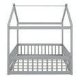 thumbnail image 4 of Full Size House Bed Solid Wood Floor Bed Frame with Fence Guardrails and Roof Montessori Bed Playhouse Bed for Children Girls and Boys, Gray, 4 of 7