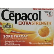 Cepacol 73016 Extra Strength Lozenges, Honey Lemon, 16 Lozenges
