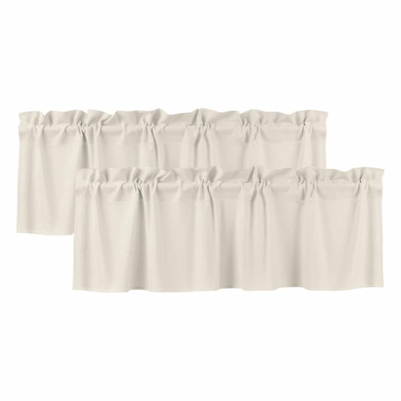 Cream Curtain Valances for Windows, Kitchen Valance Window Treatments Panel 2 Pack, Solid Color Farmhouse Beige Rod Pocket Short Curtains for Bathroom Bedroom 54 x 18 Inch