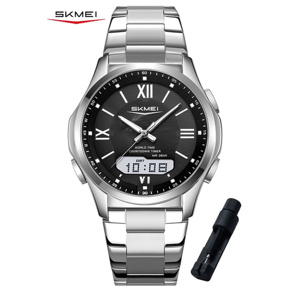 SKMEI Watches for Men Military Digital Watch Sports LED Waterproof Wristwatch Multifunctional Stainless Steel Mens Watch