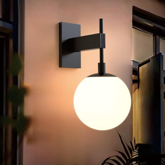 Lámpara de pared exterior Hyunbae, 48 cm, impermeable, con forma de globo, E26