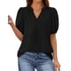 thumbnail image 1 of Remera PRETTYGARDEN Cuello en V Manga Abullonada Algodón Negra XL, 1 of 8