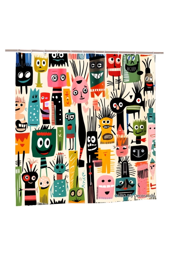 Joocen Colorful Cartoon Characters Polyester Shower Curtain For Home Bathroom Bath Tub Decoration 72x72 inch