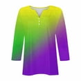 thumbnail image 5 of TKLPEHG Mardi Gras Shirts for Women Sequin Bling Glitter 3/4 Sleeve Button Henley V Neck Shirts Tunic Tops Carnival Outfits (Green,XXXL), 5 of 5