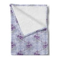thumbnail image 2 of Vintage Soft Flannel Fleece Throw Blanket, Old Fashioned Pattern with Antique Wavy Lines and Posies of Roses, Cozy Plush for Indoor and Outdoor Use, 50" x 60", Pale Blue Lavender, by Ambesonne, 2 of 5