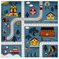 thumbnail image 2 of SAFAVIEH Carousel Kids Railroad Town Area Rug, Blue/Beige, 5'3" x 5'3" Square, 2 of 11