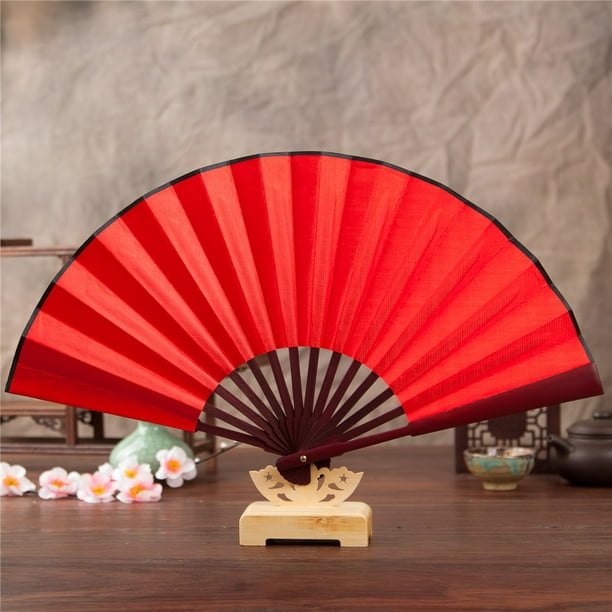 Shpwfbe Accessories Hand Held Chinese Floral Lace Silk Folding Fan Unisex Wedding Dancing Party