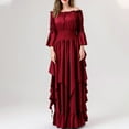 thumbnail image 6 of Diufon Plus Size Dresses for Women Irregular Hem Dress off Shoulder 3/4 Sleeve Waisted Maxi Dress, 6 of 7