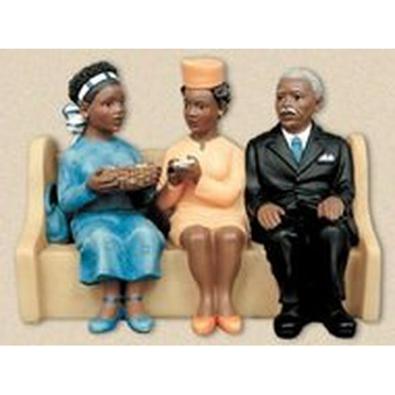African American Church Pews Figurines Collection Plate