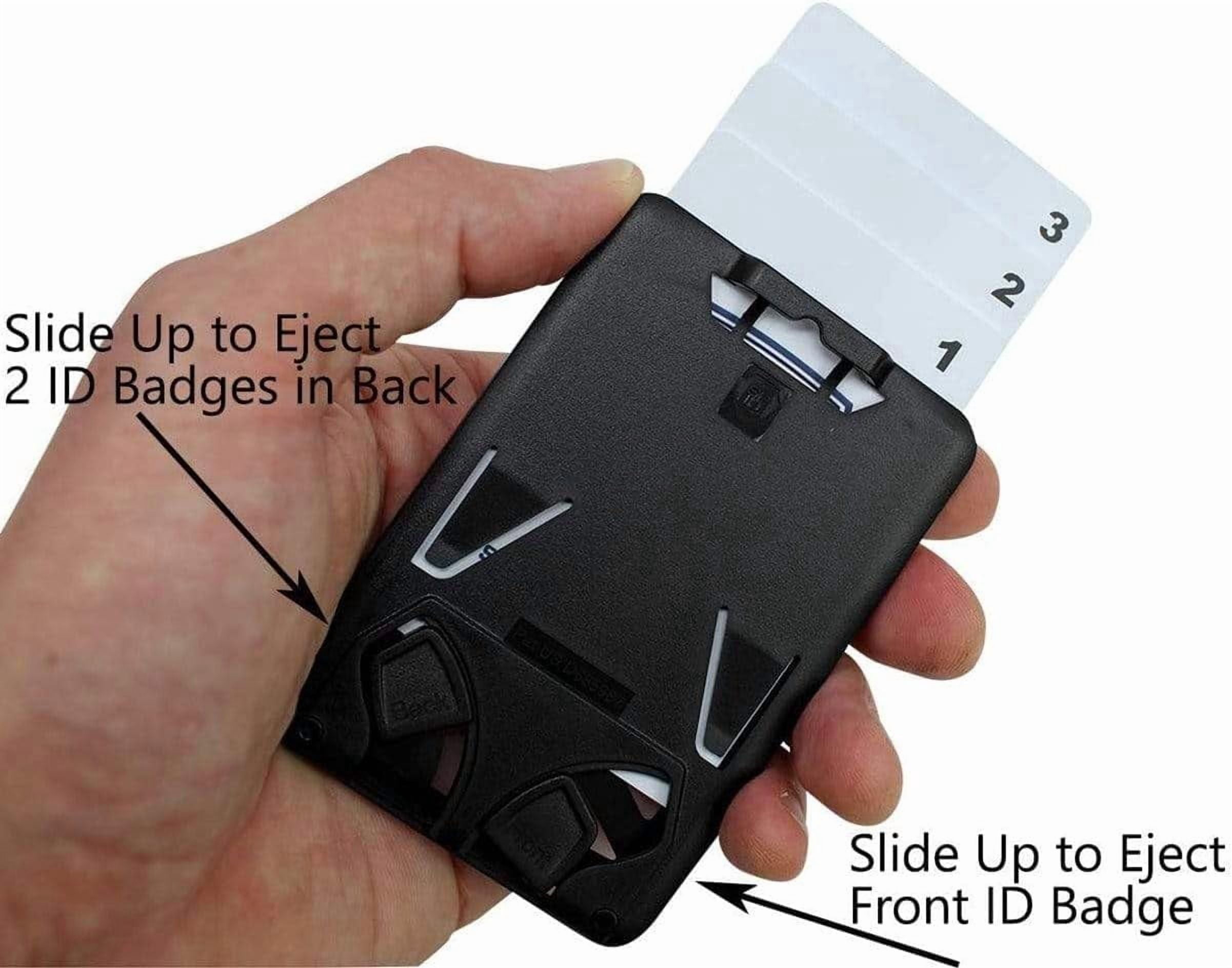 5 Pack - Specialist ID Vertical Top Load Three Card Badge Holder - Hard Plastic with Heavy Duty Breakaway Lanyard w Quick Release Metal Clip & Key Ring - Holds 3 ID Cards Inside (Black)