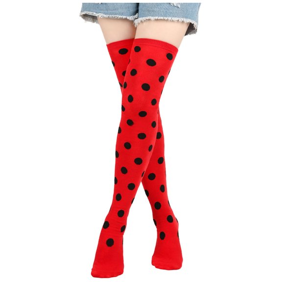 Women Thigh High Socks Polka Dot Socks Knee High Long Stockings Leg Warmer Outdoor Sport Socks