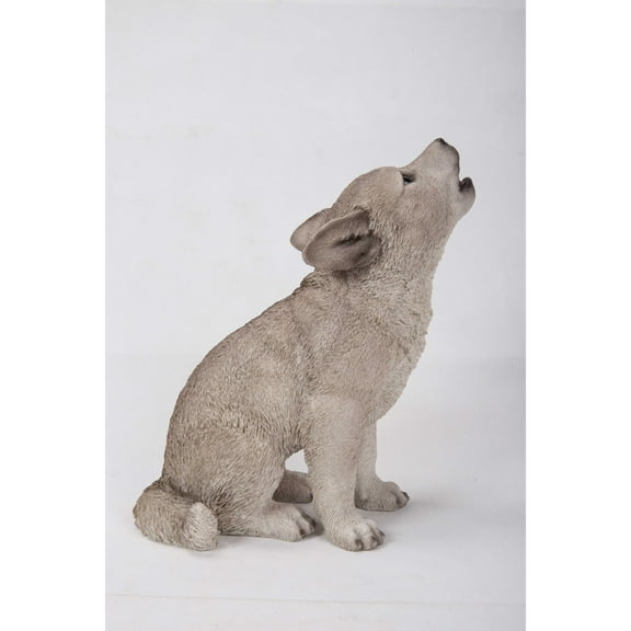 Hi-Line Gifts 11" Howling Wolf Pup Outdoor Garden Statue