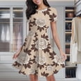 thumbnail image 2 of Elegant Peony Floral Pattern Women's Classic Swing Skater Dress Casual Work Party Cocktail Dresses, 2 of 6