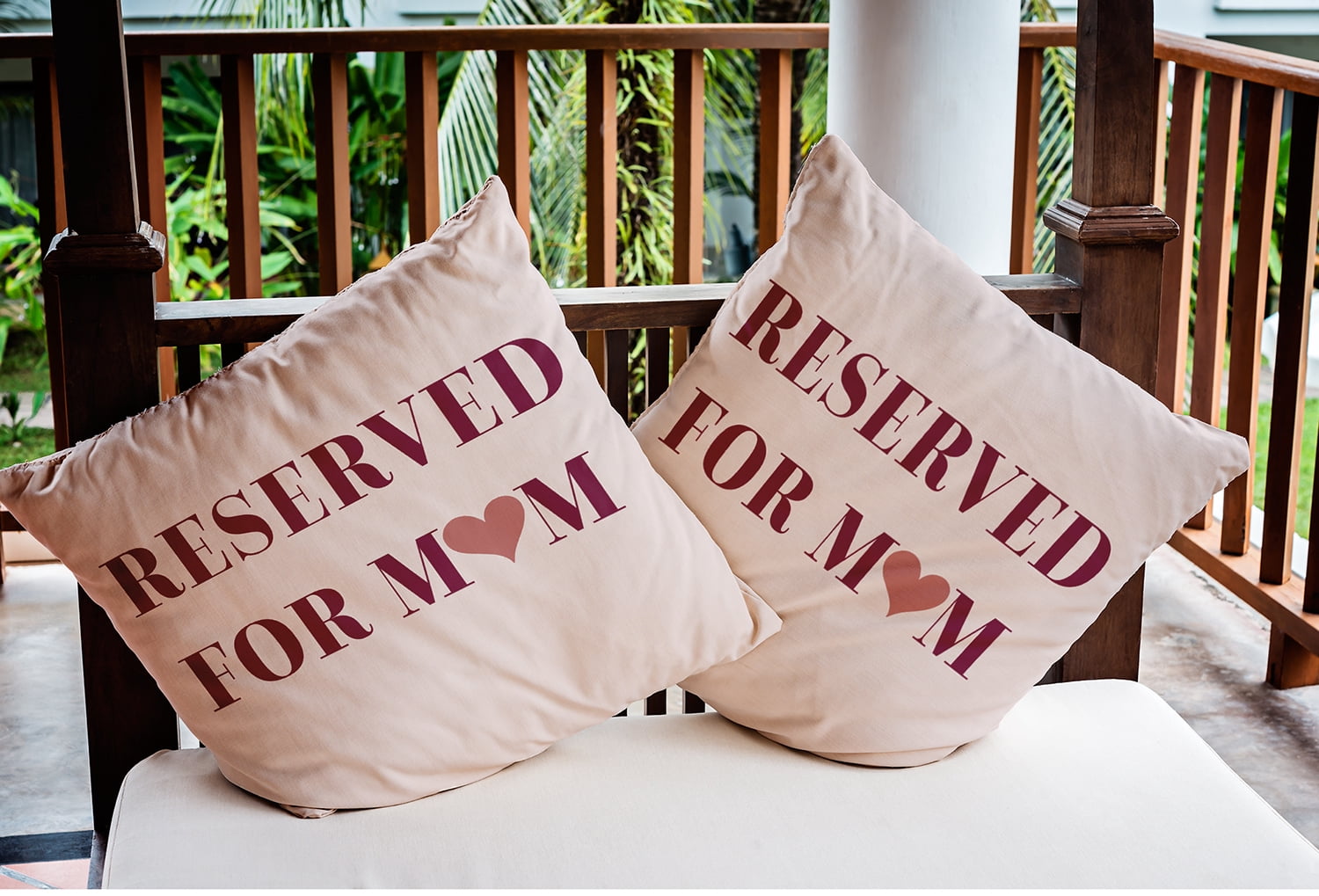 18" x 18" Simply Daisy Reserved for Mom Word Pillow Indoor/Outdoor Pillow, Maroon Red Qty 1
