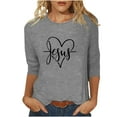 thumbnail image 2 of Xihbxyly Blouses pour Femmes Manches 3/4 T-shirt Imprimé Mode Manches 3/4 Blouse Col Rond Hauts Décontractés, 2 of 4