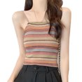 thumbnail image 1 of Camiseta sin mangas de punto para mujer, camiseta sin mangas con tirantes finos a rayas de Color, camiseta elegante a rayas para verano, 1 of 8