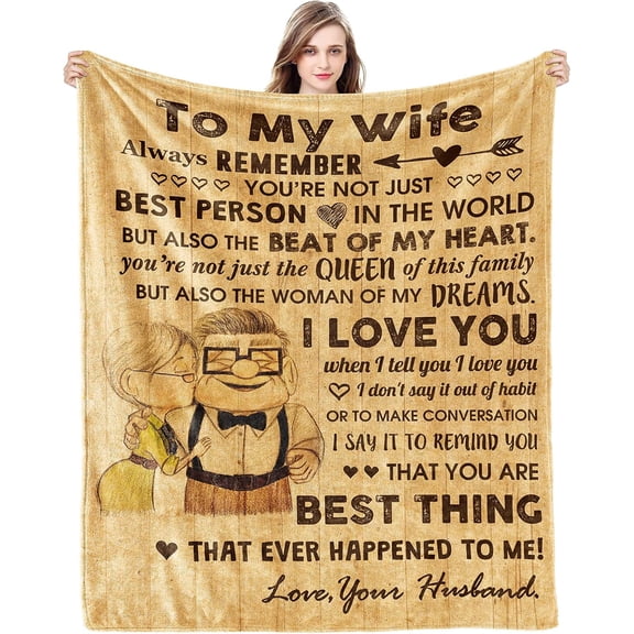 Anniversary Birthday Gift for Her Wife Gifts from Husband Romantic I Love You Weeding Gift for Women to My Wife Super Soft Flannel Throw Blankets for Christmas Valentines Mothers Day
