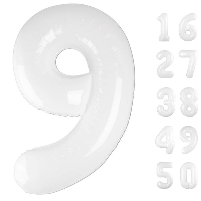 Globo Kelfuoya, 9 cumpleaños, blanco, número 9, 40 pulgadas