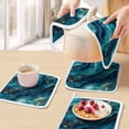 thumbnail image 5 of Teal Blue Marble Pot Holders for Kitchen Heatproof Potholder, 4 Pack Ink Painting Modern Abstract Yellow Hot Pads Multipurpose Oven Pads Cloth Potholders Trivet for Cooking and Baking, 5 of 8