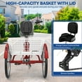 thumbnail image 2 of Uforic 7-Speed Adult Tricycle, 24''  Three-Wheel Cruiser with Detachable Baskets, Red, 2 of 8