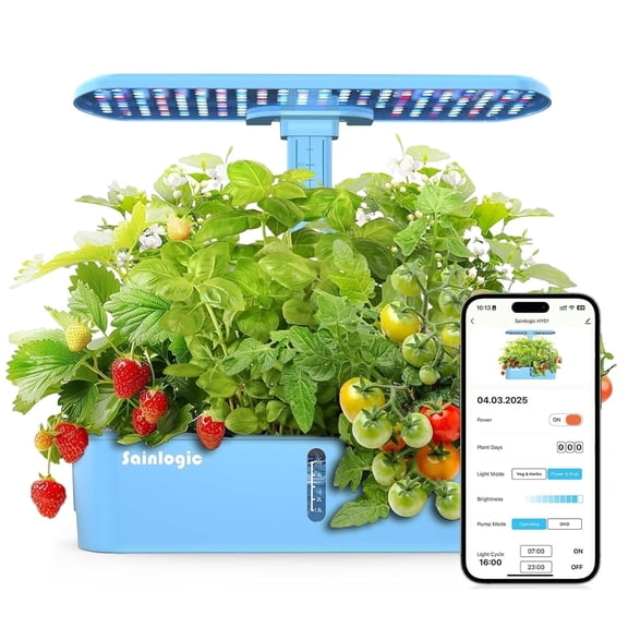 Sainlogic 12 Pods Smart WiFi Hydroponics Growing System Kit, 24W LED Grow Light & Quiet Water Pump, Indoor Herb Garden Planter for Kitchen, Balcony & Office