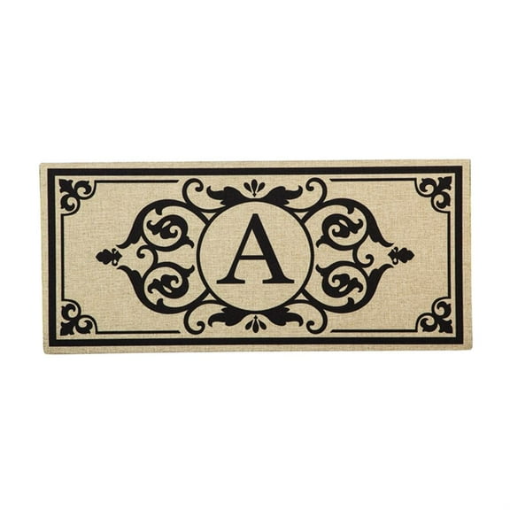 Evergreen Cambridge Chic Letter A Monogram Burlap Sassafras Indoor Outdoor Switch Doormat1'10"x10"Brown