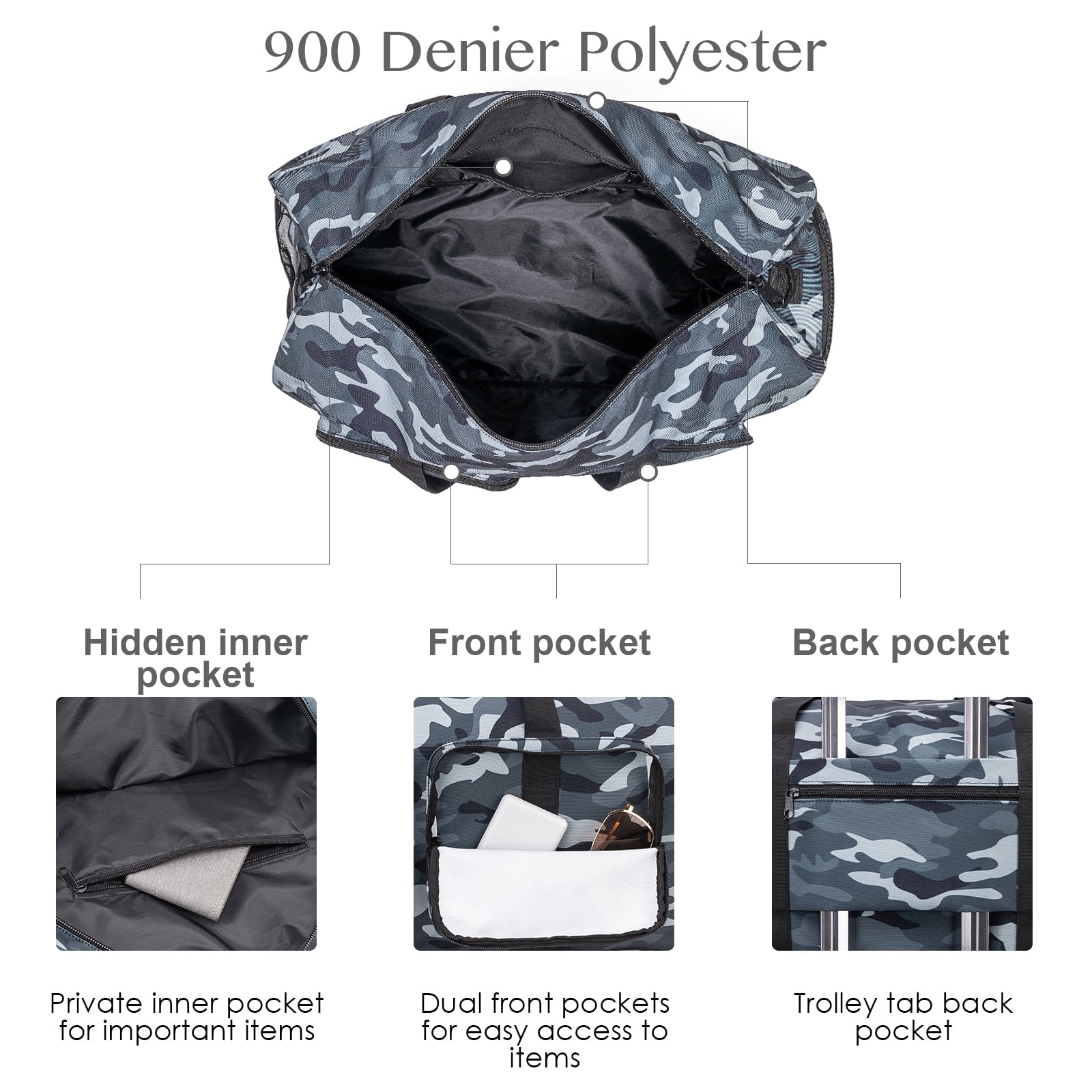 65L Duffle Bag with Shoes Compartment, Foldable Travel Duffel Bags for Men Women, Large Packable Travel Bag Water Repellent & Tear Resistant