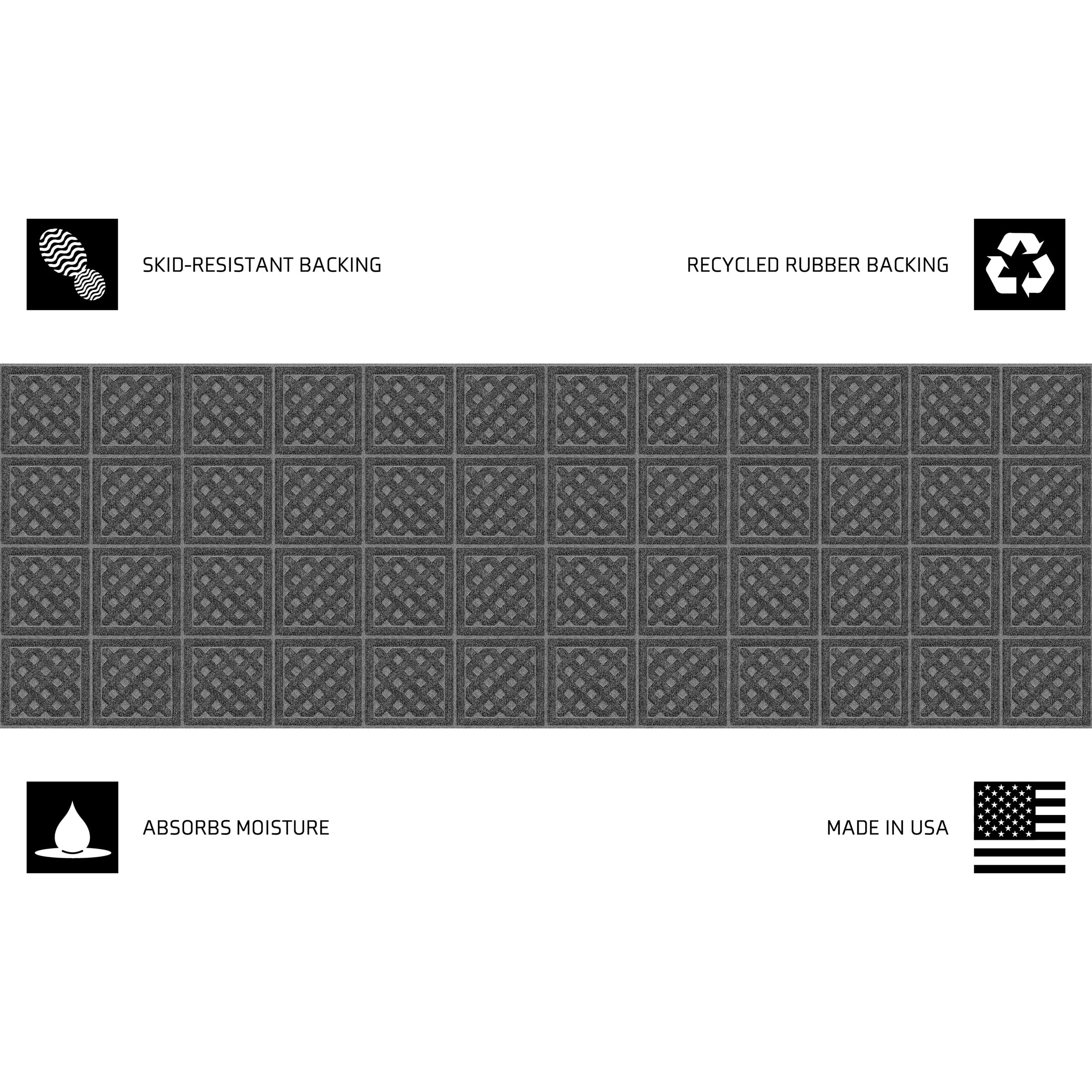 Mainstays Textures Lattice Polyester and Rubber Backed Doormat 2' x 6', Smoke