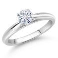 thumbnail image 2 of Gem Stone King 10K White Gold White Moissanite Solitaire Engagement Ring for Women (0.50 Cttw, Round 5MM, Available in Size 5, 6, 7, 8, 9), 2 of 4
