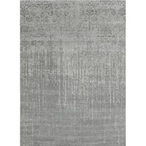 Pasargad Home Transitional 97" x 120" Hand-Knotted Silk/Wool Area Rug in Silver