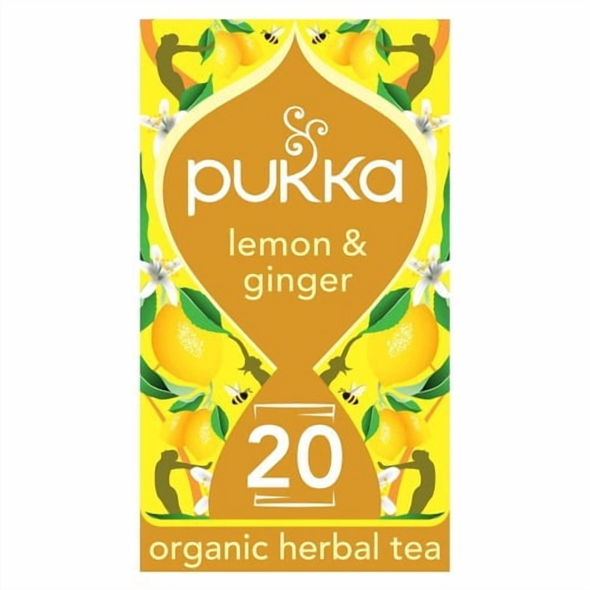 Pukka Organic Lemon, Ginger & Manuka Honey Tea Compostable Herbal Tea Bags 20 tea bag each (Pack of 2)