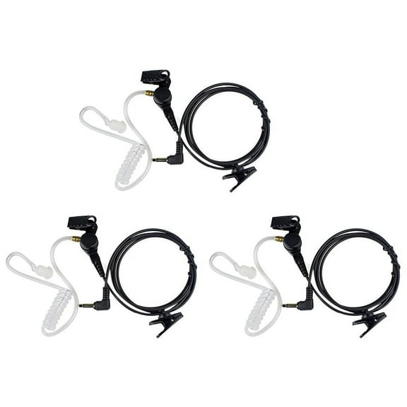 3X Straight Listen Only Transparent Flexible Acoustic Tube Earpiece 3.5mm Earphone Headset Mono Jack for Walkie-Talkie,3 X Acoustic Tube Earphone,Black&White