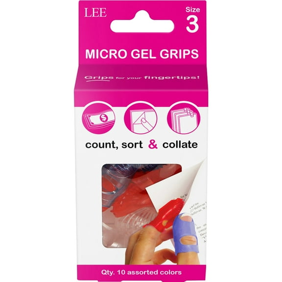 Lee Tippi Micro-Gel Fingertip Grips, #3 Extra Small, Assorted Colors, Pack Of 10