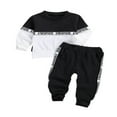 thumbnail image 1 of AMERTEER Baby Boys Clothes Sets Letter Patchwork Long Sleeve Pullover Sweatshirt Tops Pants Sports Set Outfits, 1 of 7