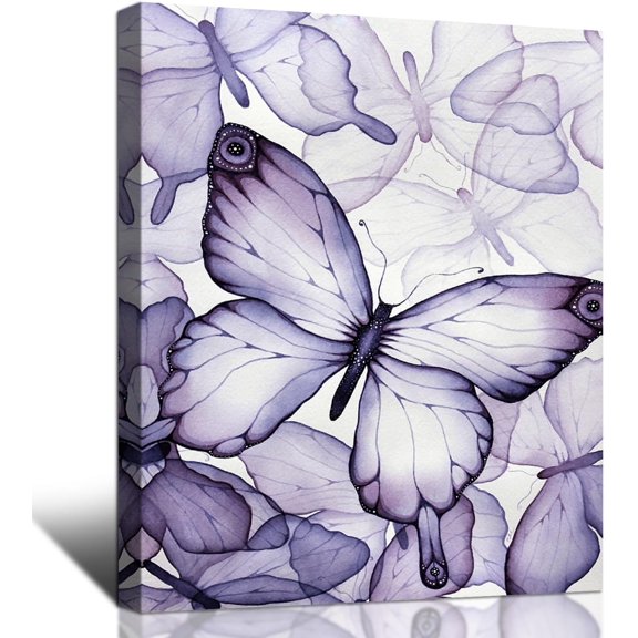 Aaheei Purple Butterfly Wall Art for Girl's Room Fantastic Butterflies Picture Poster Nature Insect Canvas Painting Wall Decals Modern Artwork for Living Room Bedroom Bathroom Decoration